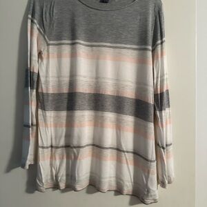 Vince Gray and Pink Striped Long Sleeve Top